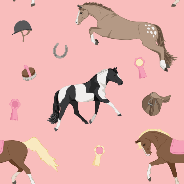 Horses & Ponies On Pink