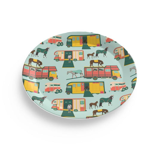 Retro Horse Trailers Party Plate