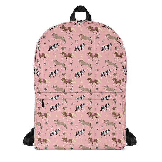 Horses & Ponies On Pink Backpack