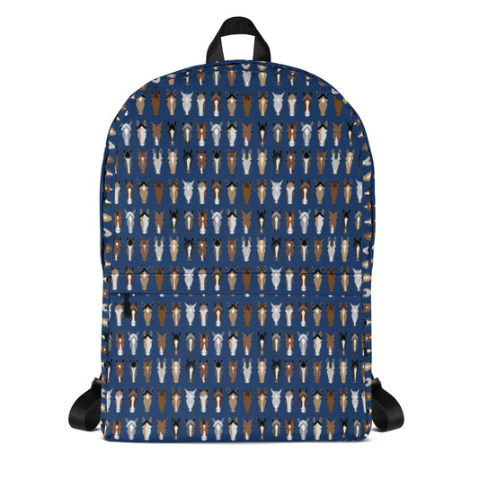 Horse Faces On Navy Backpack