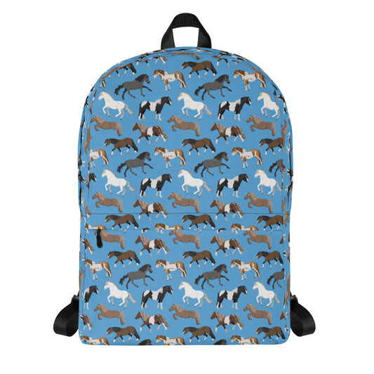 Ponies on Blue Backpack
