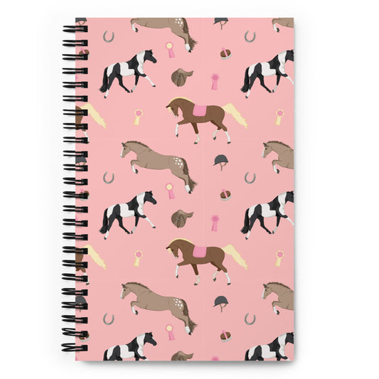 Horses & Ponies On Pink Spiral Notebook