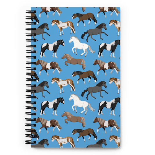 Ponies on Blue Spiral Notebook