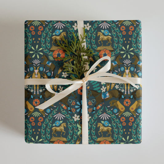 Wild Equestrian Blooms Wrapping Paper Sheets