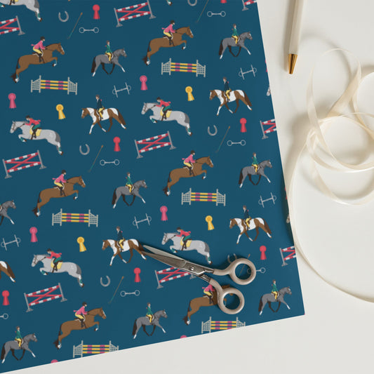 Navy Hunter Jumper Wrapping Paper Sheets