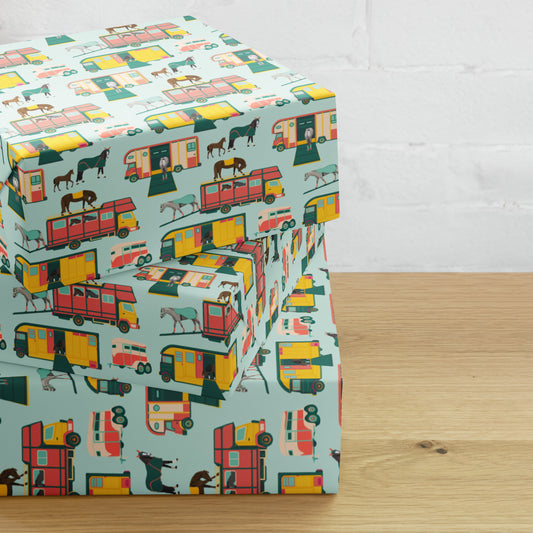 Retro Horse Trailers Wrapping Paper Sheets