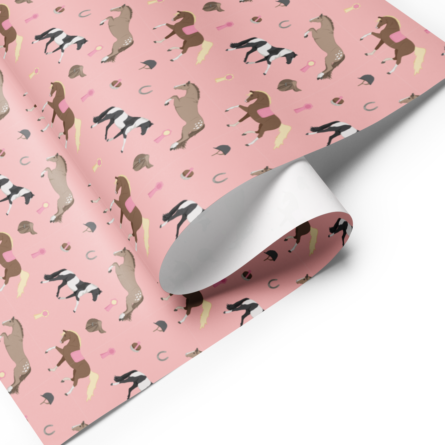 Horses & Ponies on Pink Wrapping Paper Sheets