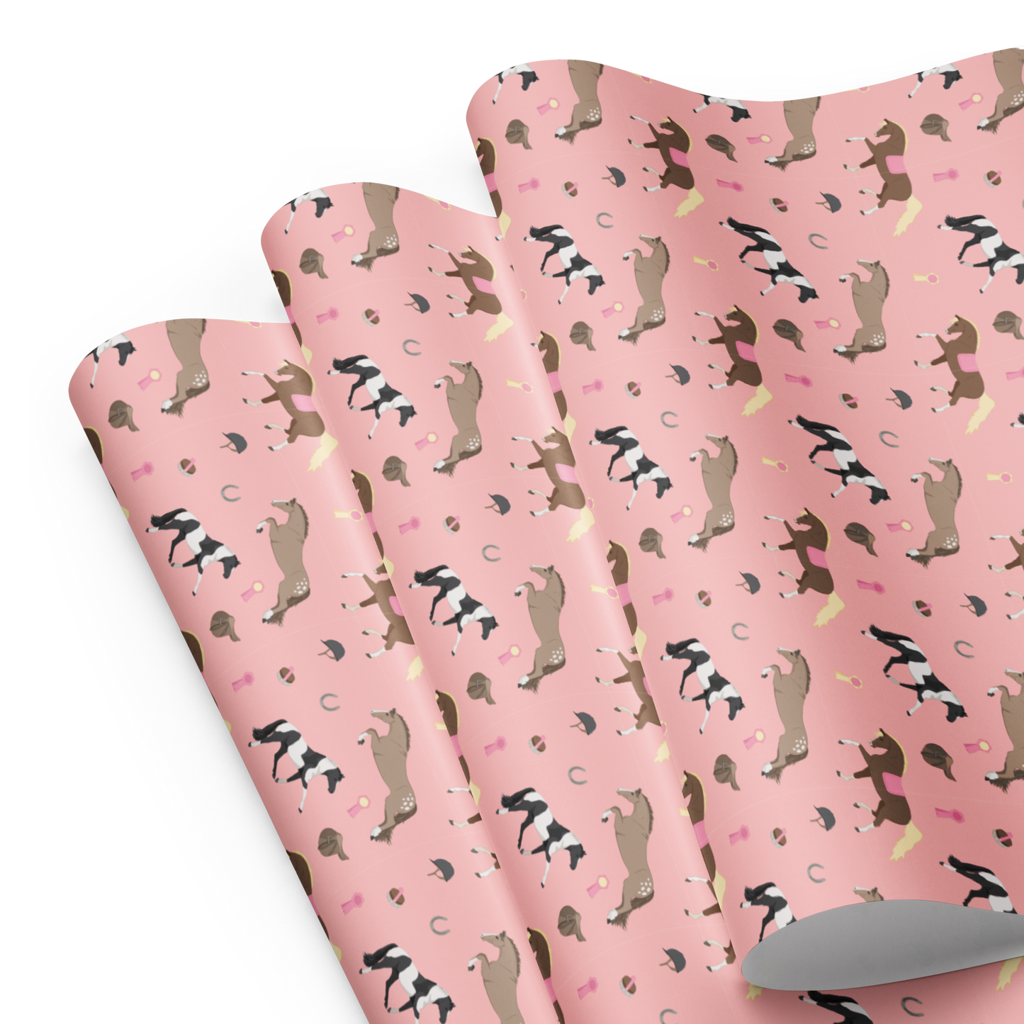 Horses & Ponies on Pink Wrapping Paper Sheets