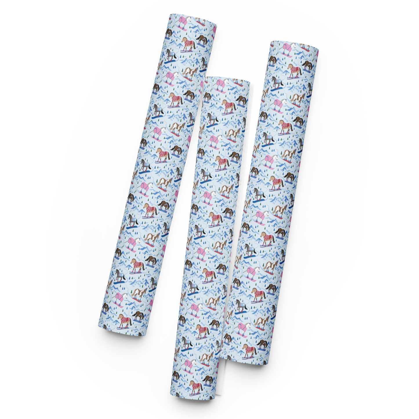 Snow Ski Ponies Wrapping Paper Sheets